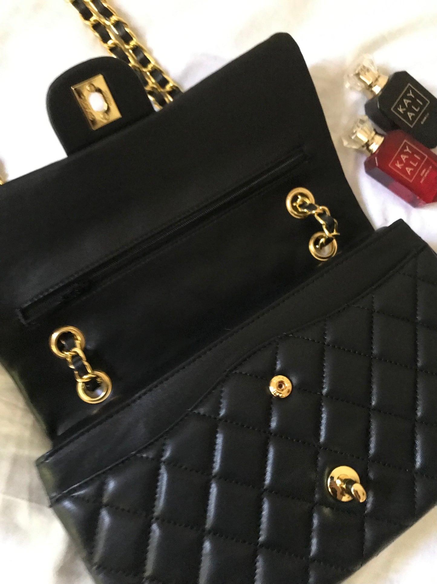 Black quilted cross body bag