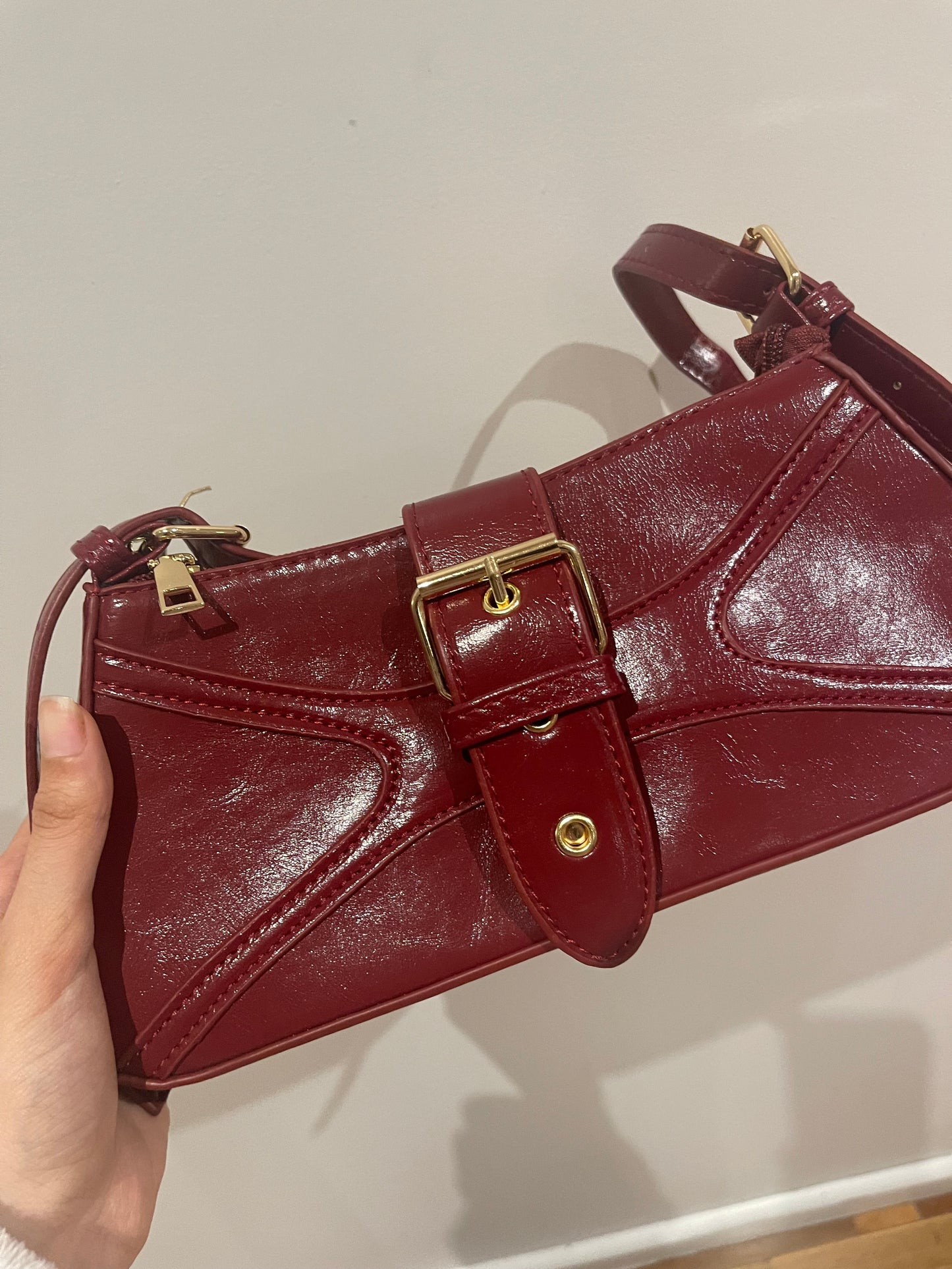 Burgundy buckle bag