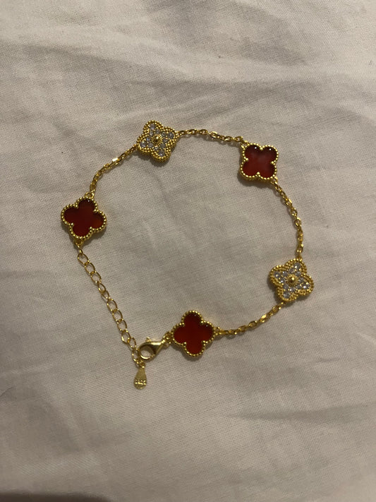 Burgundy red clover Bracelet