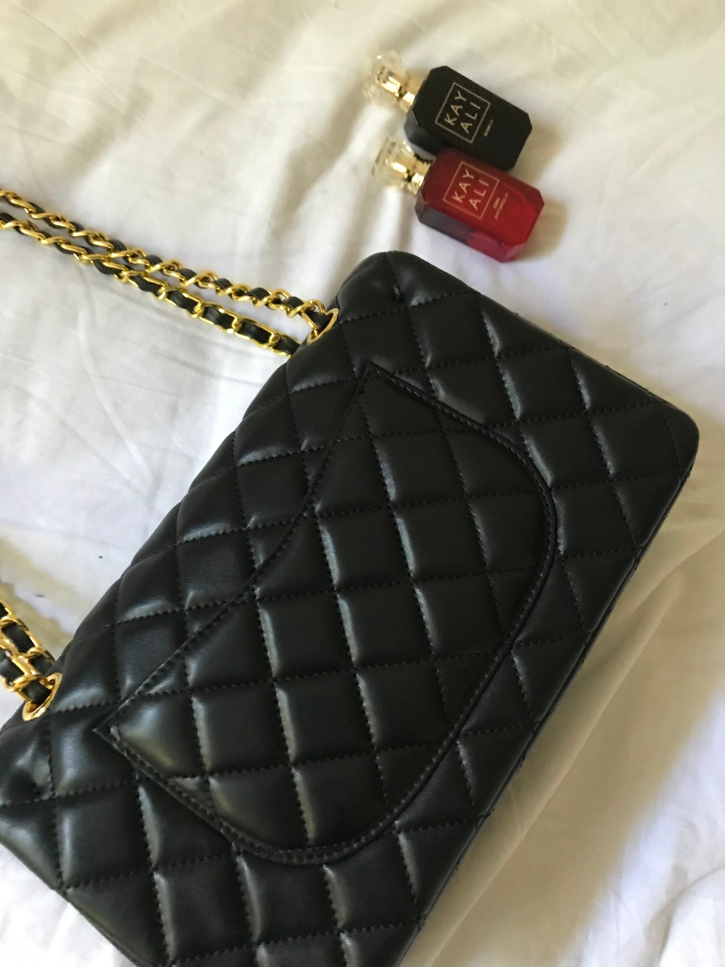 Black quilted cross body bag