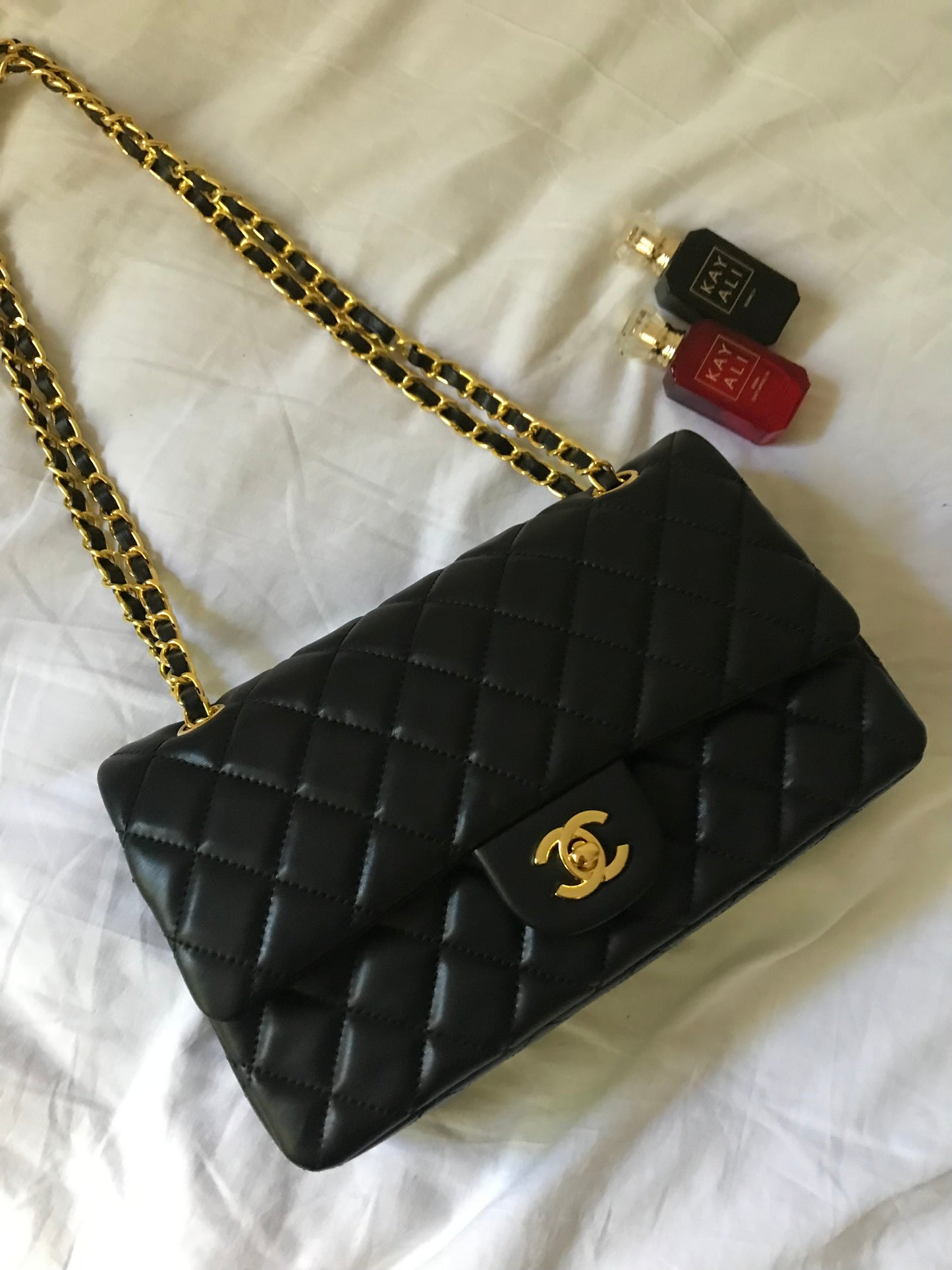 Black quilted cross body bag