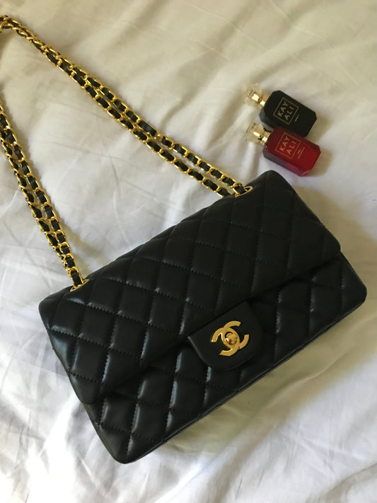 Black quilted cross body bag